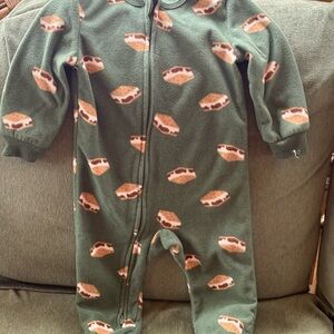 Gerber Olive One Piece with Smores Pattern fleece romper